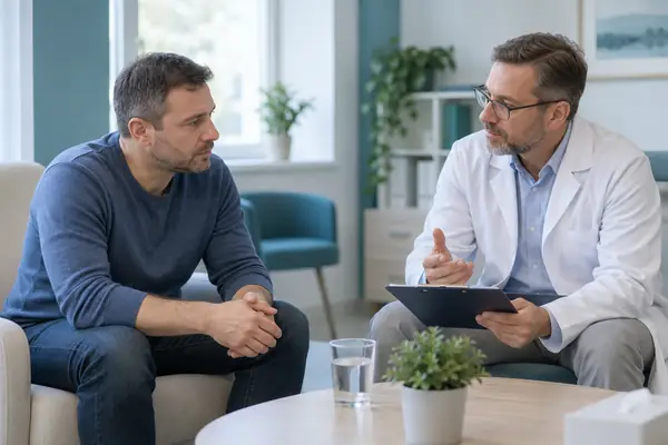мужчина на приеме у врача нарколога